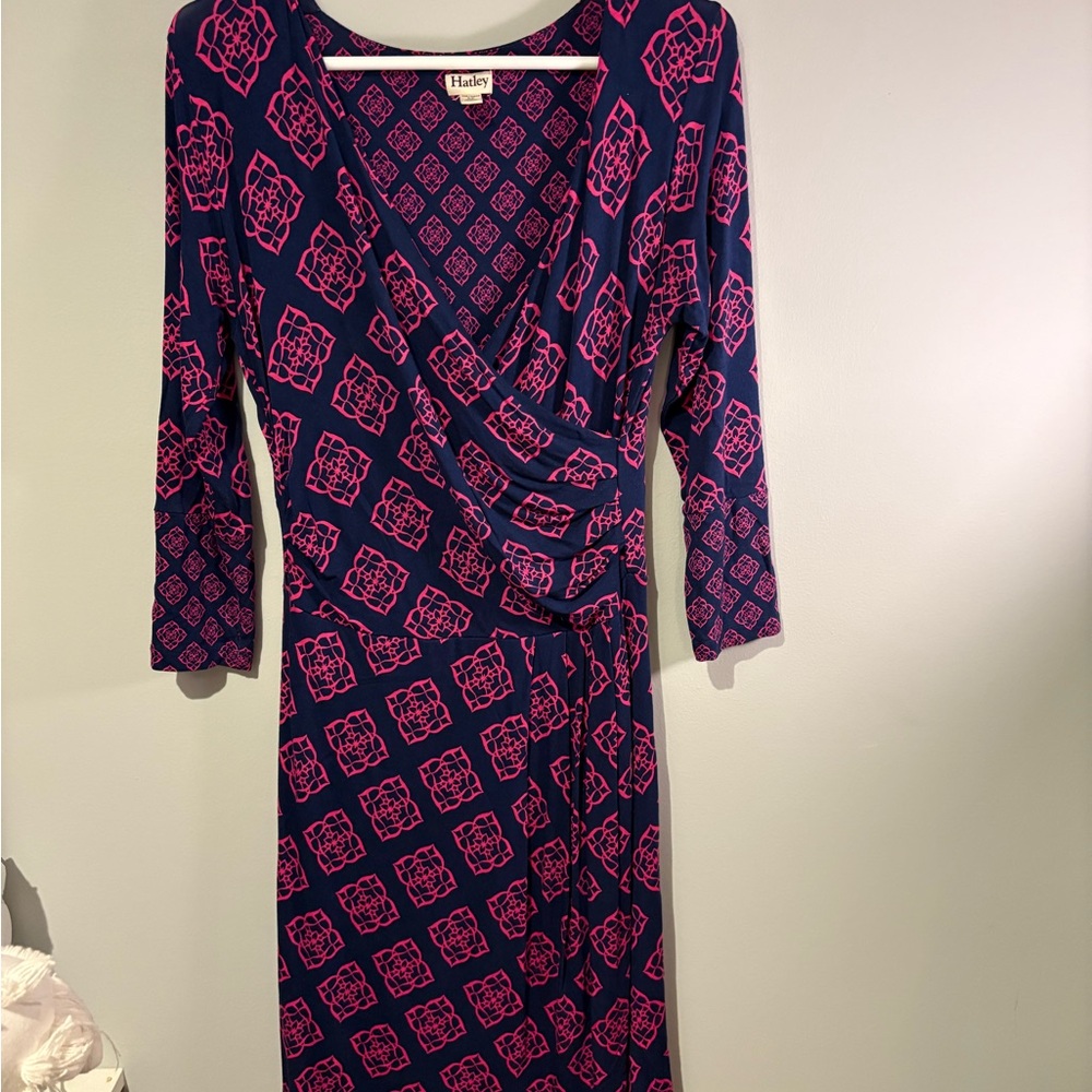 Hatley Pink and Blue Geometric Long Sleeve Dress